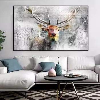 Картины на холсте с животными, современные постеры с лосями и оленями и принты, украшение дома, настенная картина для гостиной, Cuadros, без рамки 21cm30cm NoFrame