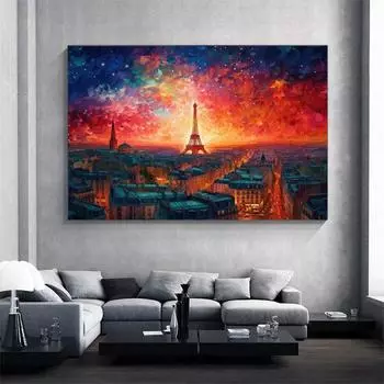 Картины на холсте в стиле Ван Гога, постеры и принты, городской закат, настенная живопись для гостиной, украшение дома Cuadros, без рамки 21*30cm No Frame