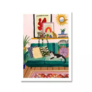 Картины на стене в стиле бохо, художественный постер, абстрактный современный домашний декор для комнаты, безрамные скандинавские картины для гостиной 21*30cm