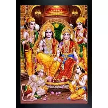 Картины Рам Дарбар с блестящим покрытием в раме Домашний декоративный подарочный предмет Картина Декор для Пуджи Настенная рамка - 5x7 дюймов
