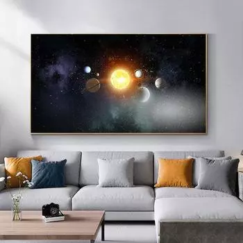 Картины Солнечной системы, туманность, космическая Вселенная, постеры и принты, научная картина на холсте, настенное искусство для декора гостиной, Куадрос, без рамки 20*40cm