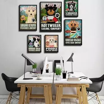 Картины в скандинавском стиле, собаки, животные, сладкоежки и напитки, декор для горячего кофе, украшение для гостиной, художественный декор для детской комнаты, мопс, домашние животные 21cm30cm NoFrame