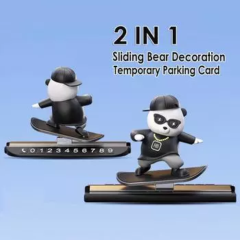 Карточка для временной парковки автомобиля, номер телефона, табличка, скользящий медведь, украшение, номер телефона, парковка, автомобильные аксессуары красный