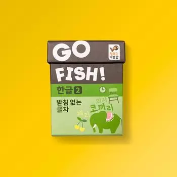 Карточка хангыль, GoFish Hangul 2 буквы без согласных, корейская популярная развивающая игра