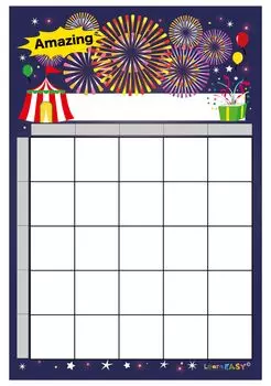 Карточка LearnEASY Ganbari, которую также можно использовать как карточку Bingo Достижение цели Награда Список наклеек Удачи Летний карнавал 40 дел (Карнавал,