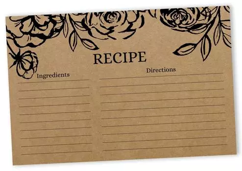 Карточка рецептов Inkdotpot 6x4 дюйма, односторонние карточки с рецептами, карточки с рецептами из крафт-бумаги, цветочные карточки с рецептами, свадебный душ, детский душ, упаковка 6x4 коричневый