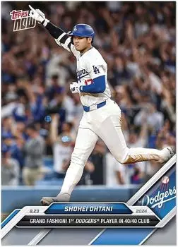 Карточка Topps 584 Shohei Otani Dodgers, посвященная первым 40 хоум-ранам и 40 украденным базам в истории команды Dodgers