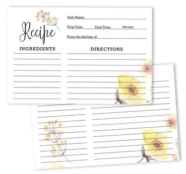 Карточки рецептов Inkdotpot 4x6 дюймов (Набор из 50) , Толстые двухсторонние карточки премиум-класса - белые карточки для заметок с рецептами в современном стиле 6x4 белый