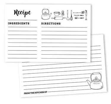 Карточки рецептов Inkdotpot 4x6 дюймов (Набор из 50) , Толстые двухсторонние карточки премиум-класса - белые карточки для заметок с рецептами в современном стиле 6x4 белый