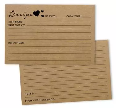 Карточки рецептов Inkdotpot 4x6 дюймов (Набор из 50) , Толстые двухсторонние карточки премиум-класса - крафт-бумаги с рецептами в современном стиле 6x4 коричневый