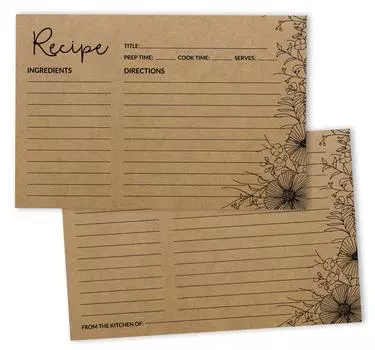 Карточки рецептов Inkdotpot 4x6 дюймов (Набор из 50) , Толстые двухсторонние карточки премиум-класса - крафт-бумаги с рецептами в современном стиле 6x4 коричневый