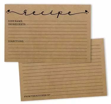 Карточки рецептов Inkdotpot 4x6 дюймов (Набор из 50) , Толстые двухсторонние карточки премиум-класса - крафт-бумаги с рецептами в современном стиле 6x4 коричневый