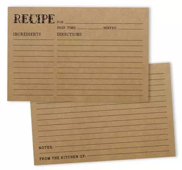 Карточки рецептов Inkdotpot 4x6 дюймов (Набор из 50) , Толстые двухсторонние карточки премиум-класса - крафт-бумаги с рецептами в современном стиле 6x4 коричневый