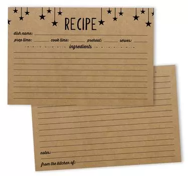 Карточки рецептов Inkdotpot 4x6 дюймов (Набор из 50) , Толстые двухсторонние карточки премиум-класса - белые карточки для заметок с рецептами в современном стиле 6x4 коричневый