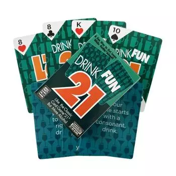 Карточная игра Drink Fun 21 Уморительная карточная игра с выпивкой, похожая на классическую карточную игру 21, но с большим количеством алкоголя 56 шт. Карточки