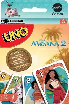 Карточная игра Mattel Games UNO Disney Moana 2 с колодой специальных правил Включает специальные правила, вдохновленные фильмом Дети/Взрослые/Семья и