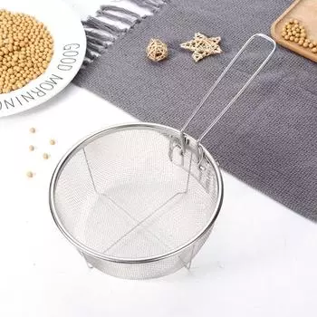 Картофель фри из нержавеющей стали с ручкой для жарки во фритюре Кулинарные принадлежности Пищевой дуршлаг Корзина для жарки Фильтр 20 x 20cm