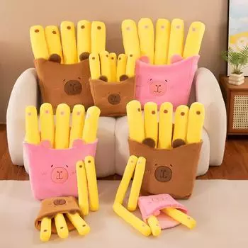 Картофель фри Капибара плюшевая кукла мультфильм Капибара пушистая кукла Капибара плюшевая игрушка подарок на день рождения коричневый