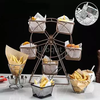 Картофель фри, куриные крылышки, колесо обозрения, стойка для еды, стойка для закусок, винтажная вращающаяся подставка для пирожных и кексов, фруктовая десертная тарелка серебряный
