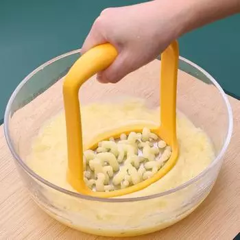 Картофельная дробилка, удобная дробилка для приготовления пюре из нержавеющей стали, полезная ручная дробилка для моркови, кухонные аксессуары для ресторана жёлтый