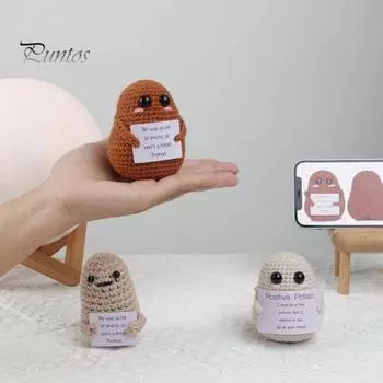 Картофельная кукла, милая вязаная крючком кукла ручной работы, кукла с позитивной эмоциональной поддержкой, украшение для домашнего стола, украшение коричневый