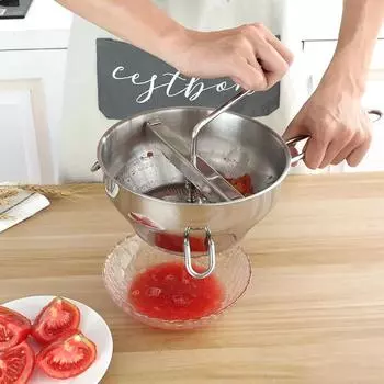 Картофельная толкушка из нержавеющей стали, многофункциональная мельница для джемов с 3 измельчающими дисками, прочная ручная мясорубка, кухонные принадлежности серебряный