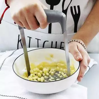 Картофельная толкушка из нержавеющей стали с эргономичной ручкой, ручной толкушкой для картофеля, фасоли серый