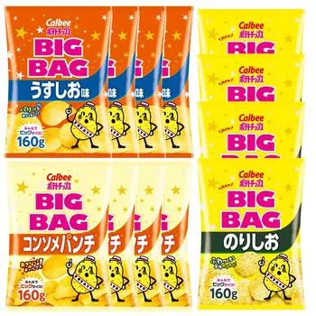Картофельные чипсы Calbee Big 3 типа Всего 12 пакетов [Картофельные чипсы] Пакет, Ассорти,