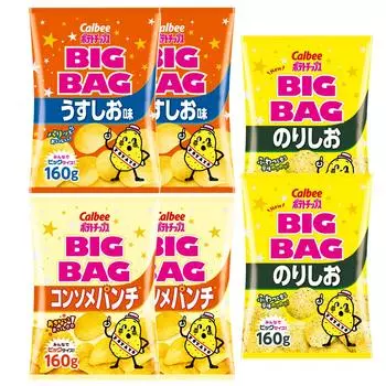 Картофельные чипсы Calbee Big 3 типа Всего 6 пакетов [Картофельные чипсы] Пакет, Ассорти,
