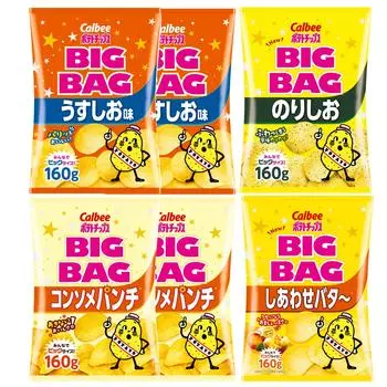 Картофельные чипсы Calbee Big Bag 4 вида ассорти Всего 6 пакетов [Картофельные чипсы]