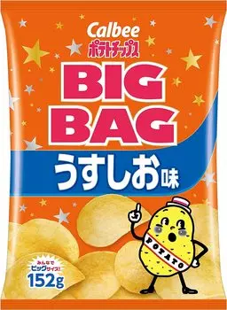 Картофельные чипсы Calbee Big Bag Light Flavor 152 г x 12 пакетов Большая вместимость Много закусок для вечеринок Закуски