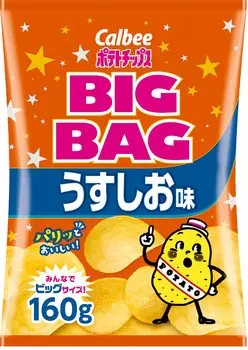 Картофельные чипсы Calbee Big Bag Light Flavor 160 г x 12 пакетов Большая вместимость Много закусок для вечеринок Закуски [Картофельные чипсы]