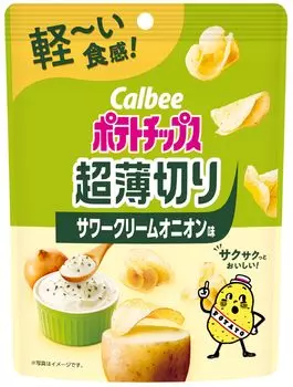 Картофельные чипсы Calbee ультратонко нарезанные со вкусом сметаны и лука 40 г x 12 пакетов