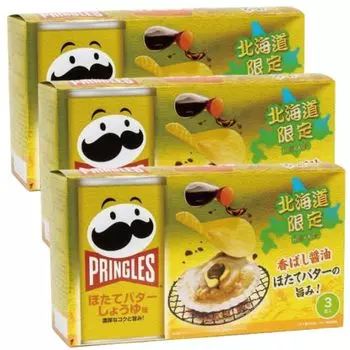Картофельные чипсы Pringles Hokkaido Limited со вкусом гребешка и масла соевого соуса x 3 банки x 3 коробки PRINGLES соевый соус с гребешками (53г набор)