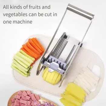 Картофелерезка из нержавеющей стали, резак для полосок картофеля, машина для резки картофеля фри с острым лезвием, измельчитель овощей для дома серебряный