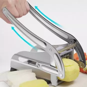 Картофелерезка из нержавеющей стали, резак для полосок картофеля, машина для резки картофеля фри с острым лезвием, измельчитель овощей для дома серебряный