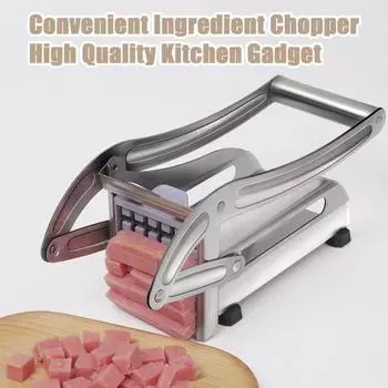 Картофелерезка из нержавеющей стали, резак для полосок картофеля, машина для резки картофеля фри с острым лезвием, измельчитель овощей для дома серебряный