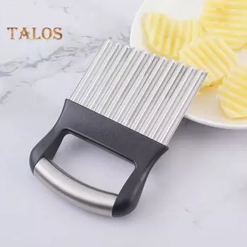 Картофелерезка из нержавеющей стали с волнистыми морщинками для овощей, удобная ручка, легко чистящиеся кухонные инструменты для моркови чёрный