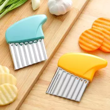 Картофелерезка, рифленая нарезка для картофеля фри, картофельные чипсы, овощерезка, измельчитель, волнистый нож из нержавеющей стали, кухонные принадлежности