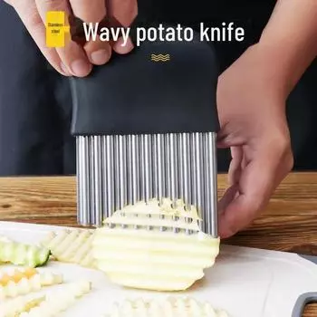 Картофелерезка Wave из нержавеющей стали - рифленый нож для картофеля фри with handle чёрный
