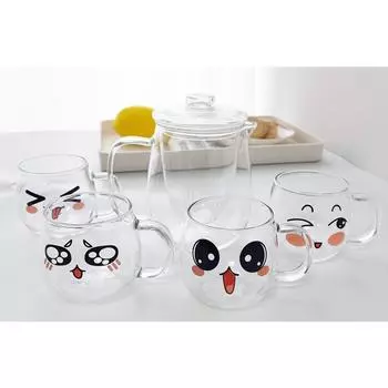 Картонная стеклянная кружка Прозрачное стекло Кофе Чай Чипсы Кружка Напитки Десерт Завтрак Молоко Чашка Стеклянные кружки Ручка Посуда для напитков 101-200ml