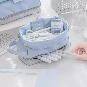 Картонная сумка для молока, пенал для ручек, 2 отделения, большая вместимость с ручкой, сумка для хранения канцелярских принадлежностей, школьных принадлежностей