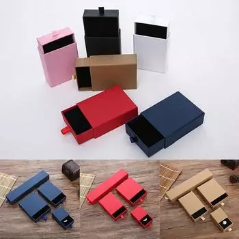 Картонная упаковка для колец, серег, ювелирных изделий, ящика, коробки, ожерелья, крафт-бумага, 1 шт. 5X5X3.5cm белый