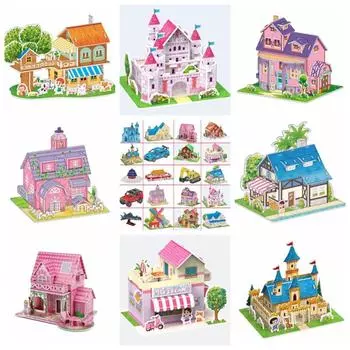 Картонный 3D Замок Самолет Сборка Модель 3D Пазлы Мультфильм Детские Игрушки G