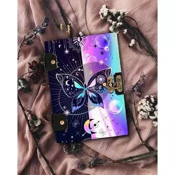 Картонный дневник ручной работы с пряжкой, блокнот, альбом для рисования, личные дневники для мужчин и женщин (200 неразрешенных страниц) 7 x 5 in разноцветный