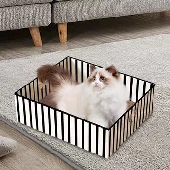 Картонный домик для кошек, когтеточка для домашних животных, коробка для помещений Black White