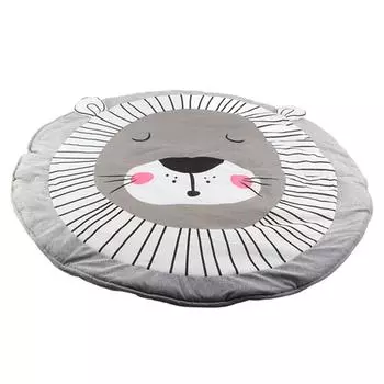 Картонный хлопковый игровой коврик с рисунком животных для малышей, одеяло для ползания, декор комнаты (Серый лев)