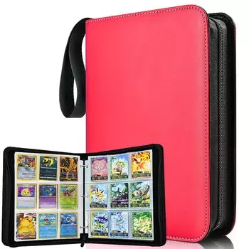 Картотека для коллекционных карточек, 9 карманов, вмещает 720 карт, водонепроницаемая и переплетная папка с ПВХ-обложкой, переносная карточная папка на молнии для хранения других игр красный