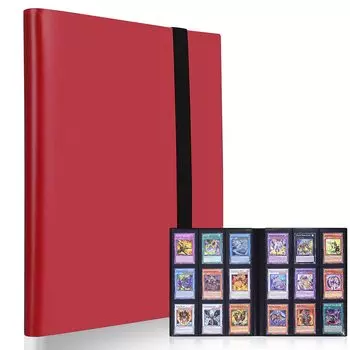 Картотека Папка-наклейка Папка-наклейка 9 карманов Вмещает 360 карт Обложка из полипропиленового материала Эластичный бинт Переплет Листы карт Коллекционируйте другие игровые карты (9 красный