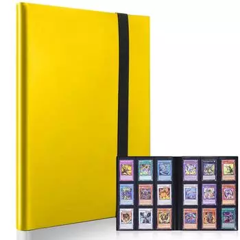 Картотека Папка-наклейка Папка-наклейка 9 карманов Вмещает 360 карт Обложка из полипропиленового материала Эластичный бинт Переплет Листы карт Коллекционируйте другие игровые карты (9 жёлтый